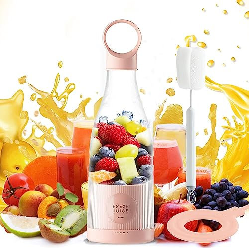 GAESHOW Portable Blender, Personal Smoothie Maker with USB Wireless Charger, 6 Blades Juicer Cup Mini Blender Bottle for Baby Food Travel Office Gym