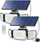 INTELAMP Faretto Led da Esterno Solare, 2 Pezzi 6000mAh Faretti Solari 1200LM 6500K Led Esterno Con Pannello Luci da Esterni Giardino Solari Luce con Sensore di Movimento,Impermeabile, cavo da 2,7M
