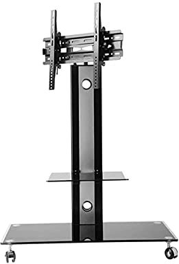 CAZARU 32-55-Zoll-Fernsehständer auf Rädern, TV-Riser-TV-Halterungen, Ständer und Plattenspieler, Trolley-Bodenhalterung, Belastung 40 kg/88 lb
