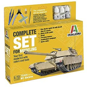 Italeri 72004 1:72 Model-Set M-1 Abrams - Komplettset, Modellbau, Bausatz, Standmodellbau, Basteln, Hobby, Kleben, Plastikbausatz, inkl. Zubehör