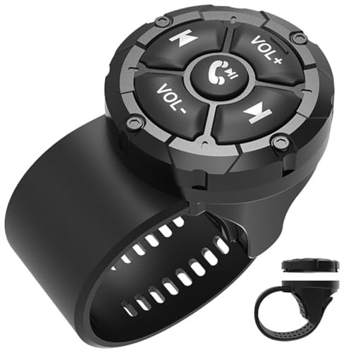 Control remoto con botón multimedia para coche,bicicleta,moto,barco,IP67,resistente al agua,universal,Bluetooth,control inalámbrico desmontable del volante del coche para teléfonos iOS Android negro