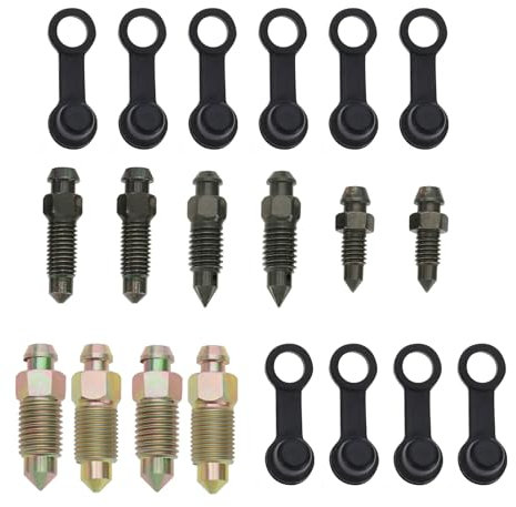 ECSiNG 10Pcs Hollow Bolt Bleeder Screw M6x1mm M7x1mm M8x1.25mm M10x1mm M10x1.25mm With Rubber Cap For Motorcycle Brake Master Cylinder Exhaust Screw Replacement