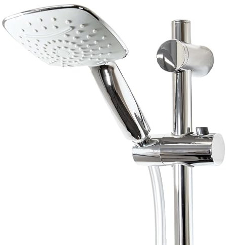 tecuro Brauseset ew-120Q - mit 2 Funktionen Handbrause, Brauseschlauch 160 cm, Wandstange 70 cm
