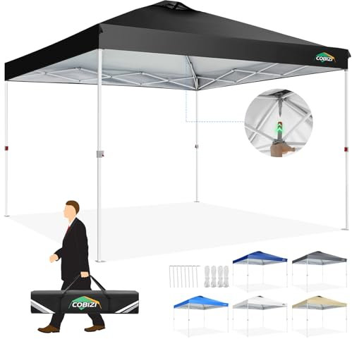 COBIZI Barnum Pliant 3x3 Professionnel One Push Tonnelle de Jardin Exterieur 3x3 ImperméAble Pergola UV-Schutz Tonnelle Pliante De Reception Chapiteau avec Sac De Transport, Noir foncé