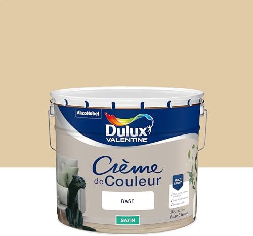 Dulux Valentine Crème de Couleur - Peinture multi-supports intérieure - Satin Biscuit 10 L