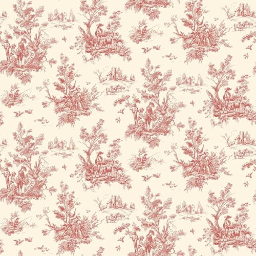 Galerie Abby Rose 4 Red/Ochre Toile Textured Wallpaper Roll