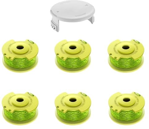 LADAMI Ryobi Strimmer Spool Strimmer Spool Line for Ryobi One PLUS+ AC80RL3 Cordless Trimmers (6 Pcs + 1 Pack Caps)