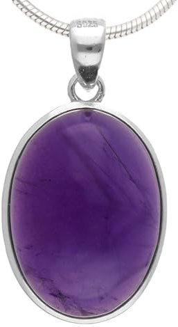 Lebensquelle Plus Eleganter Edelstein Anhänger oval | In 925er Silber gefasst mit Öse | 18 x 13 mm