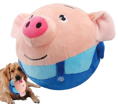 Jouet pour chien interactif en peluche Generic - Jouet en forme de cochon pour chien, rebondissant et couinant, lavable, pour chiot de race moyenne ou petite