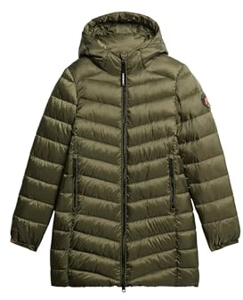 Superdry Damen Mittellanger Fuji Steppmantel mit Kapuze