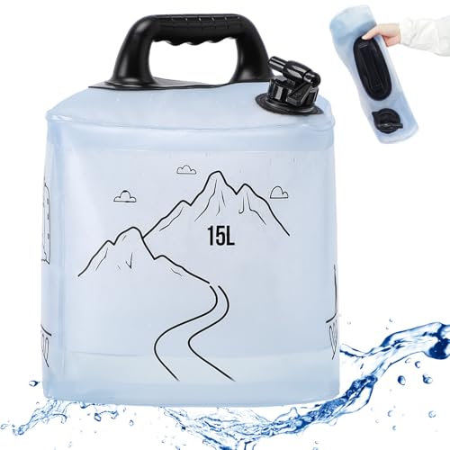 DEIRIS Bidon Eau Pliable 15 L, Réservoir d'eau Pliable, Bidon Eau Potable, avec Robinet, sans BPA, 100% Hermétique, Idéal pour Le Camping et Le Stockage d'eau