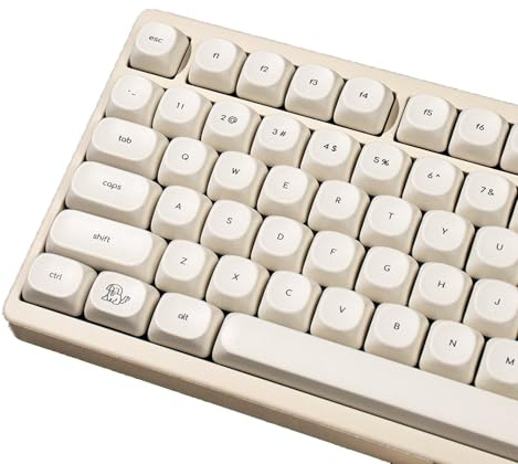 MOA Profile Cute Dog Keycaps, 124 Keys PBT Keycaps Set, Minimalist White Keyboard Caps, Custom Dye Sublimation Key Caps for 61/64/68/84/87/100/104/108 Cherry MX Mechanical Keyboards | Dog Theme, Dye Sublimation, PBT, MOA Profile, 124keys, for 61/64/68/84/87/100/104/108 Cherry MX Mechanical Keyboards