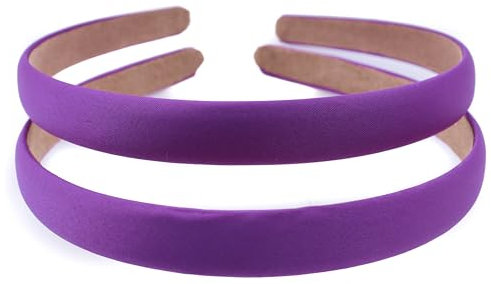 Mytoptrendz 2Pcs Plain Thin Headbands Alice Hair Band 1.5cm Wide Non Slip Satin Head Bands for Women Girls Bridesmaid, School, Party Hair Accessory(Purple)