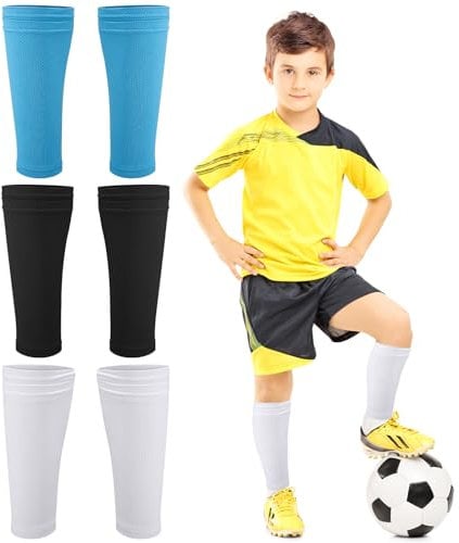 3 Paare Kinder Fußball Stutzen, Fußball Sleeves Tubes Sportsocken Trainingssocke Sockenstutzen Fußballstutzen für Fussball Basketball Laufen Radfahren Marathon