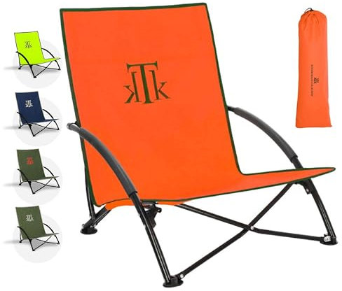 kTk KONTIKI Chaise de Plage Pliante Premium 2,7 kg avec Sac | Élégant, Confortable et ultraléger | Chaises de Jardin, de Camping et de Piscine | Chaise de Jardin Orange Fluo
