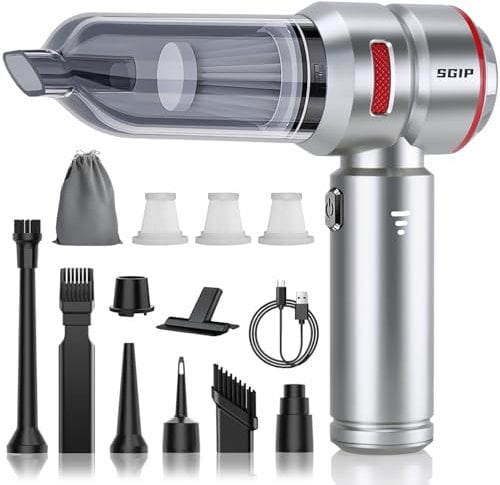 Aspirabriciole senza fili, 20000PA mini aspirapolvere senza fili a 3 Velocità 4 HEPA Filtro Ricaricabile Aspirapolvere aspirapolvere portatile Ricaricabile per Auto Casa Ufficio (ross- argenteo)