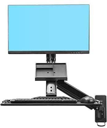 QZCX Computerständer Support Computer-Sitz-Steh-Arbeitsplatz Wandmontierte Monitorhalterung mit Tastaturplatte Gasdruckfeder Hohe Flexibilität(Noir)