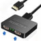 HDMI Splitter 1 in 2 Out, 4K 3D HDMI Distributor Adapter 1 to 2 Way Box Hub Cable 1x2 HDCP2.2 for Xbox, PS4/3, Blu-Ray Player, DVD, HDTV
