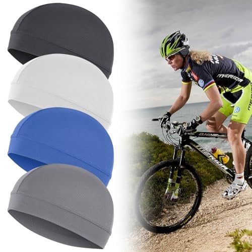 lafo 4-in-1 Näh- & Sport-Set, Fahrradmütze Unter Helm Sommer Helmmütze Sommer mit Atmungsaktiv - Skull Cap Schweißableitende Untermütze für Herren Damen, Dünne Radmütze für Radfahren Laufen Motorrad