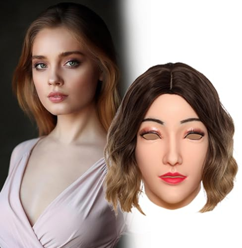 Minaky Alice Silikon Mask Realistische Weibliche Masken Halloween Ostern Weihnachtsmasken Gesicht Cosplay Männlich zu Weiblich für Crossdresser Transgender