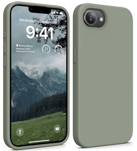 OIIAEE Compatible with iPhone 16e Case (2025) 6.1 Inch, Soft Ultra Slim Protective Shockproof Liquid Silicone Phone Case Cover with Anti-Scratch Microfiber Lining,Copper Green