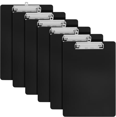 7 PcsPorte Bloc A4 avec Pince, Porte Documents A4, Porte-Blocs Plastique Rigide, Presse-papiers en Plastique pour étudiants Enseignants Fournitures de Bureau Classe (Noir)