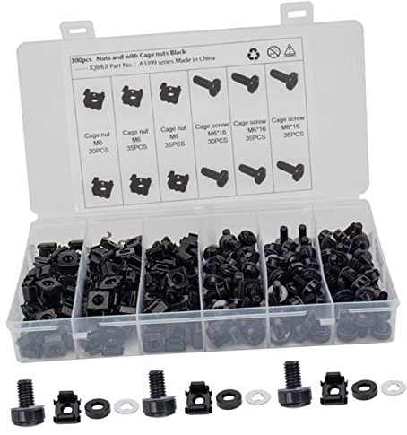 Amosfun 1 set Cage Nut with Screws and Washers Black Mounting Hardware for Easy Installation and Performance Rack Mount Applications
