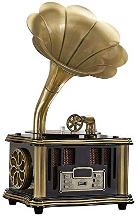 ZJFHEYUO Enceintes Portables sans Fil, Son HD, Bouton de Commutation rétro, Microphone intégré pour téléphone/Android/PC/Ordinateur Portable, Prise en Charge USB, Gramophone, sty
