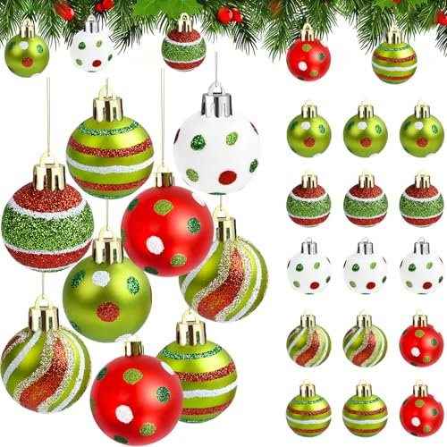 Weihnachtskugeln Plastik, 24 Stück 3 cm Weihnachtsbaumkugeln, Christbaumkugeln Weihnachtskugel, Weihnachtsbaum Kugeln, Tannenbaum Kugeln Weihnachtsdeko, Weihnachtsbaumschmuck Christbaumschmuck
