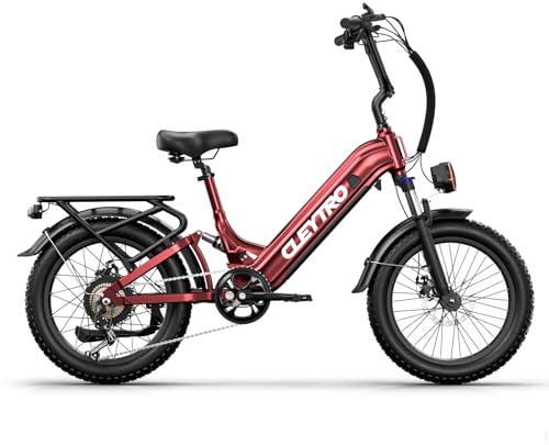 Lohang Vélo électrique XC20, 20 Pouces, Batterie 48V 15,6Ah, autonomie de 40 à 100 kilomètres, Suspension intégrale, 7 Vitesses (Rouge).
