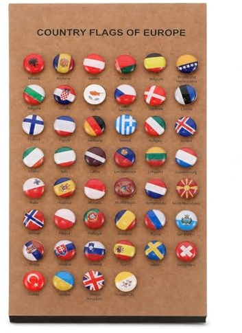 Gadpiparty 46 Europa-Flaggen Reißzwecken für Pinnwand und Korktafel | Länderflaggen-Pins für Europakarte, Schule, Büro, Reiseplanung und Deko