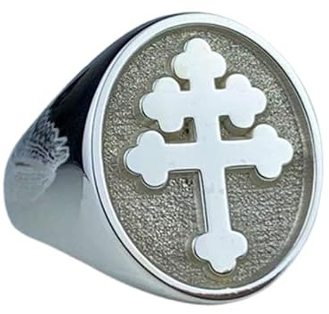 WORLD WIDE GEMS Lorraine Kreuzring, patriarchalischer Schmuck, religiöses Geschenk, 925er Sterlingsilber (Ringgröße 5–12,5), versilbert, WW_PDR_00826, 18x15mm, Sterling Silber, Kein Edelstein