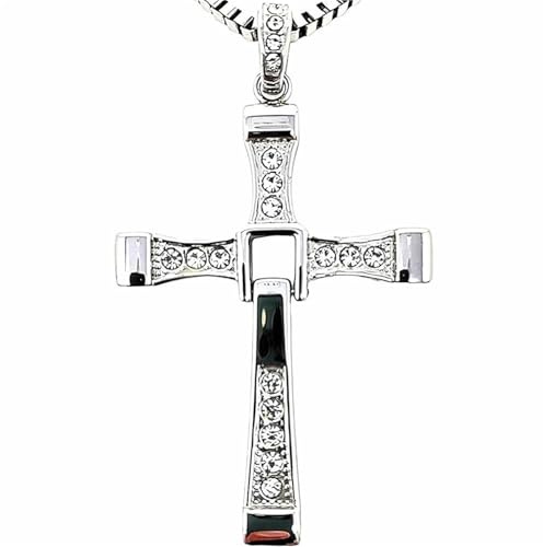FULISONG Halskette mit Kreuzanhänger aus Sterlingsilber for Männer und Frauen | Inspiriert von Vin Diesels Fast and Furious | Kastenkette(BOY(22G),70CM)