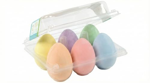 Ameisenkeks® 6er Set bunte Straßenmalkreide in Eierform – Ungiftige Malkreide für Kinder – Ideal für Ostern, Frühling & Draußen-Spielspaß – Ø 4,5 x 6,5 cm, 6 Farben
