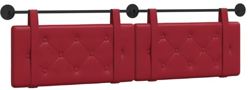 vidaXL Hängendes Kopfteil Weinrot Kunstleder, Elegantes modernes Kopfteil, rechteckiges Design, Wandmontage, gepolsterte Rückenlehne, minimalistisches Schlafzimmerdekor