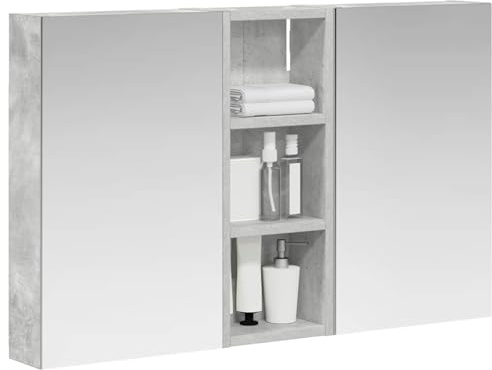 vidaXL Badezimmerschrank-Set 3 pcs 80 x 10,5 x 50 cm Holzwerkstoff, Badezimmer-Schrank, rechteckiger LED-Spiegel, moderner Wand-Organizer, praktischer Platzsparer
