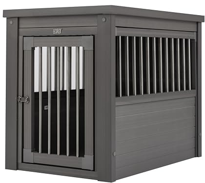 New Age Pet Ecoflex Haustierbox/Beistelltisch für Hunde bis 22,7 kg, Grau, L 75 x B 54 x H 64 cm, Umweltfreundlich, Doppelriegel, Einfache Montage
