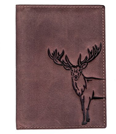 Jockey Club Leder Etui Hülle Dokumenten Mappe für Schwerbehindertenausweis, Reisepass, Waffenschein, Jagdschein usw. Hirsch