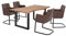 Woodkings Tischgruppe Clinton, Esstisch 170x90 mit 4 Schwingstühlen, Holztisch mit Baumkante, Esszimmerstuhl Kunstleder braun, Metall schwarz, Esszimmer Möbel