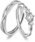ANAZOZ 2PCS Verlobungsringe Personalisierte Gravur 925 Sterling Silber Offen Eheringe für Sie und Ihn, Zirkonia Kristall Hochzeit Trauringe Paarpreis Einstellbarer Ring