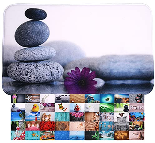 Sanilo Tapis de Salle de Bain, Grande sélection de Beaux Tapis de Douche, Absorbant, Antidérapant, Très Doux, Sèche Rapidement, Lavable (70 x 110 cm, Pierres d'energie)