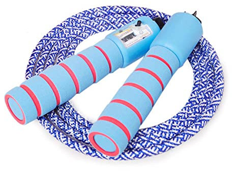 Sunshine smile Cuerda para Saltar Ajustable, Saltar la Cuerda de Boxeo y Mango de Espuma, Saltar la Cuerda de Boxeo, Cuerda de Saltar Cuerda de Velocidad (Azul Rojo)