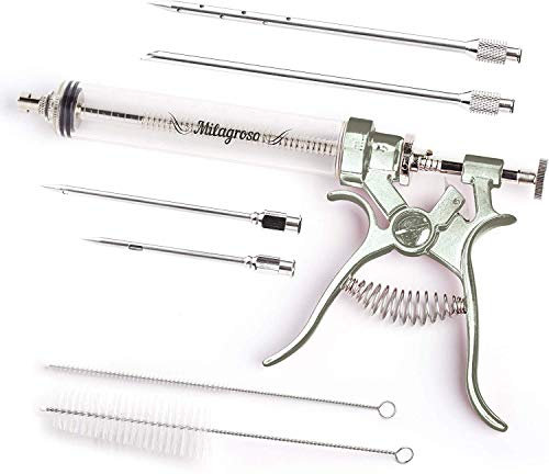 Stainless Steel Meat Injector Kit - Outdoor Marinade Syringes with 3 Needles for Grill & Smoker - Professional Culinary Tool
