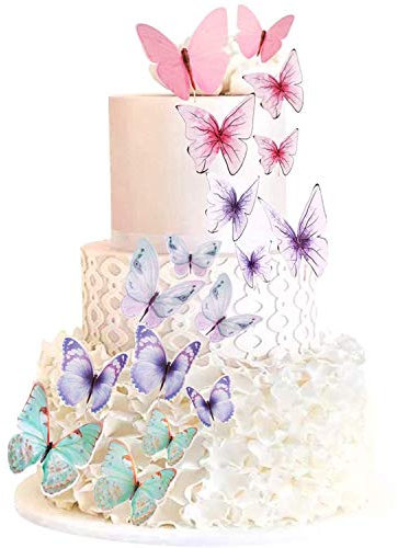 Unimall 60Pcs Butterfly Cupcake Toppers Schmetterling Geburtstagstorte Topper Dekoration für Geburtstagsfeier Babyparty Hochzeitsfeier Wanddekoration