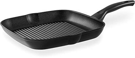 Barazzoni, Dolomitica Extra Black Bistecchiera 28 * 28cm, Capacità 2,4Lt, Alluminio Forgiato, Rivestimento interno Marmotech a 5 strati, Induzione, Made in Italy.