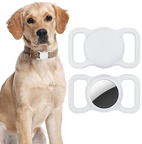 LAPONO Airtag Hülle Silikon Wasserdicht & Kratzfest – Kompatibel mit Apple AirTag für Hundehalsband/Katzenhalsband, Anti-Verlust Haustierzubehör Schutzcase (1 Stück, Weiß)