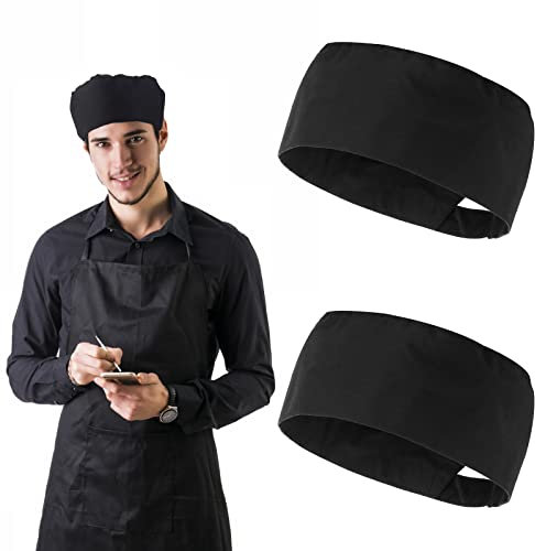 Yolev 2 Stücke Kochmütze Herren Küche Kochen Food Service Cap Kochmütze Damen Verstellbare Küche Hut für Kochen Servieren Andere Kochhaube Jobs Schwarz