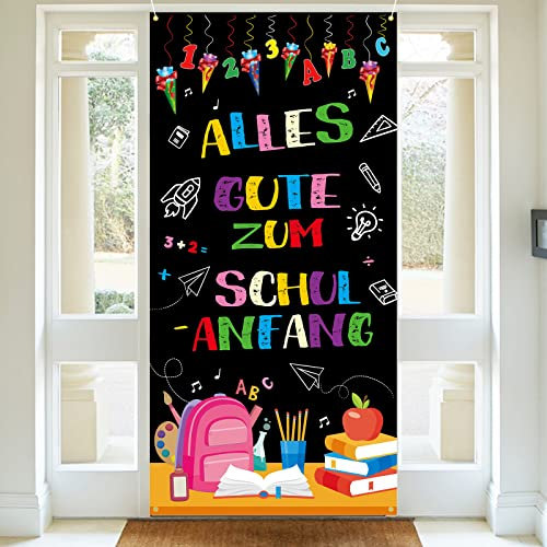 Einschulung Banner Deko,BTZO Alles Gute Zum Schulanfang Banner Schuleinführung Banner Deko Hintergrund Banner Photo Booth für Einschulung Dekoration 185x90cm