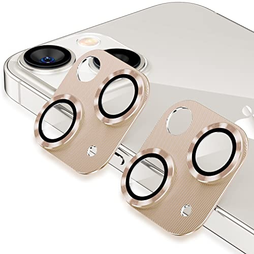 AFARER 2 Stück für iPhone 14/14 plus kameraschutz metall,9H Härte HD Kamera Schutzfolie,Linsenschutz ultradünnes,gehärtet Glas Abdeckung,Panzer Schutz Folie,Starke Haftung kratzfeste,Gold