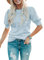 Jhsnjnr Womens Knit Pullover Sweaters Short Sleeve Dot Puff Sleeve Blouse Shirt Crew Neck Summer Tops Blue